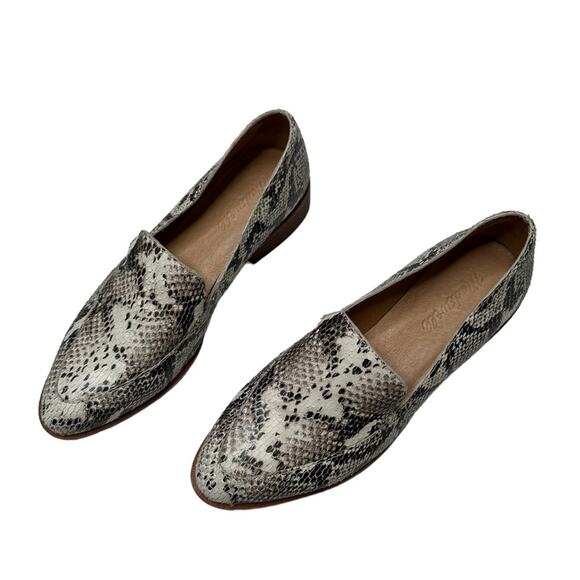 Madewell Frances Leather Snake Pointed Toe Flat Loafers Size 6.5 - Picture 4 of 10